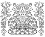 adulte mandala chat zen dessin à colorier