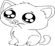 chat kawaii manga mignon dessin à colorier