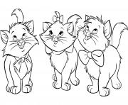 plusieurs chatons en famille dessin à colorier