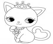 chat princesse kawaii dessin à colorier