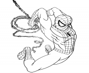 Coloriage spiderman fait un jab avec sa main droite dessin