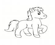 petit poney cheval de petite taille dessin à colorier