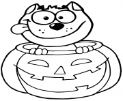 Coloriage 3 enfants deguises pour halloween avec une citrouille dessin