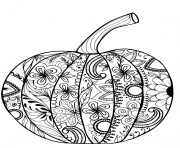 Coloriage drole de citrouille avec feuilles dessin