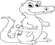 Coloriage bebe crocodile avec crayons de couleurs dessin