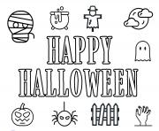 happy halloween icons funs dessin à colorier