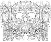 squelette et chandelles halloween adulte dessin à colorier