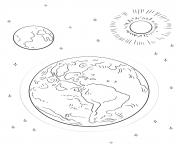 Coloriage un enfant avec la planete terre jour de la terre dessin