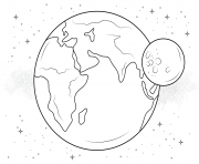 earth et moon dessin à colorier