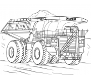 Coloriage excavator camion cat dessin