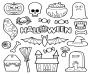 halloween objets pour enfants dessin à colorier