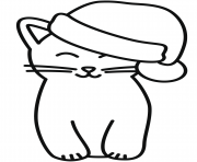 adorable chaton de noel dessin à colorier