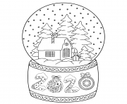 Coloriage 2020 toy glass snow globe house