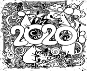 bonne annee 2020 dessin à colorier