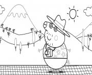 Coloriage peppa pig noel avec un bonhomme de neige dessin