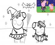 Halloween George Pig et son fils dessin à colorier