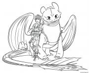 Coloriage pin hiccup and toothless dessin