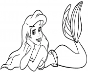 Coloriage Sirene aux cheveux longs dessin