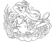 Ariel la petite sirene dessin à colorier
