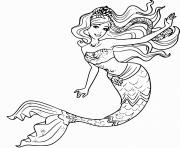 Coloriage sirene mermaid chat le roi avec des poissons dessin