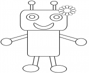 robot avec une fleur dessin à colorier