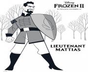 Nouveau personnage de La reine des neiges 2 de Disney Le Lieutenant Mattias dessin à colorier