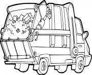 camion poubelle benne a ordures menageres dessin à colorier