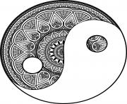 mandala zen yin et yang philosophie chinoise dessin à colorier