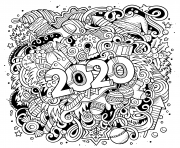 Coloriage 2020 Number nouvel an dessin