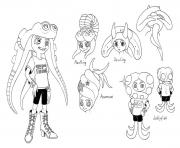 Coloriage Splatoon Squid Sister idol Inkling pop duo based in Inkopolis dessin