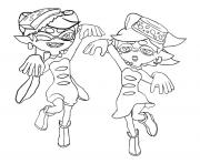 Coloriage Splatoon Squid Sister idol Inkling pop duo based in Inkopolis dessin