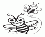 Coloriage deux abeilles souriantes dessin