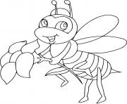 Coloriage abeille insecte en plein vol dessin