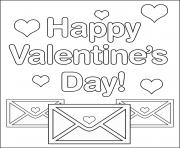 happy valentines day letters with hearts dessin à colorier