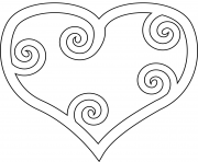 Coloriage coeur avec des tours branches