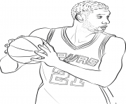 Coloriage dessin joueur de basket avec un petit arbitre dessin