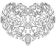 coeur en forme de fleurs pour la journee de lamour dessin à colorier