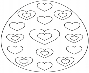 oeuf de paques avec hearts dessin à colorier