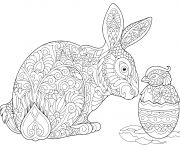 lapin de paques et oeuf complexe pour adulte dessin à colorier