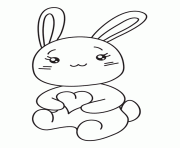 petit lapin mignon avec un coeur dessin à colorier
