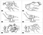 comment se laver les mains etape par etape dessin à colorier