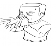 sneezing man cartoon character dessin à colorier