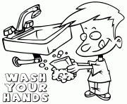 wash your hands to avoid Covid19 dessin à colorier