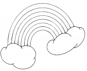 arc en ciel sur deux nuages dessin à colorier