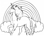 arc en ciel avec une licorne dessin à colorier