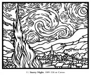 Coloriage vincent van gogh la nuit etoilee