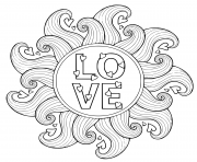 love mandala coeur vagues dessin à colorier