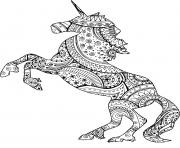 licorne avec zentangle paisley motifs dessin à colorier