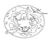 mandala simple dinosaures pour enfants dessin à colorier