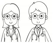 Coloriage un medecin analyse les batements de coeurs dun garcon dessin